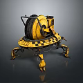 Yellow Robotic Mechanical Device With Multi Legged Structure And Track Wheel 3d model