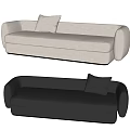 Modern Three Seater Sofas Light Gray Fabric And Black Leather With Cushions 3d model