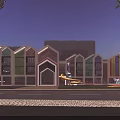 Colorful School Building With Unique Gabled Roofs Slide And Modern Glass Exterior Design