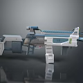 Futuristic Sci Fi Weapon Design With Gray Blue Color Complex Structure Barrel And Magazine