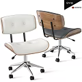 Swivel Table And Chair Combination With White Dark Leather Seats Wooden Backs Metal Bases