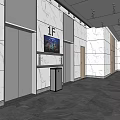 Elevator Hallway Featuring Marble Walls Flooring Display Screen And Trash Bin 3d model