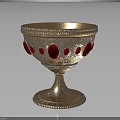 Antique Furniture Decorative Cup With Intricate Carvings And Red Stones