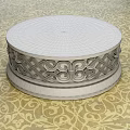 Round Wooden Pillar With Intricate Carved Patterns On Patterned Floor 3d model