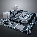 Detailed Computer Motherboard Circuit Board With CPU Socket And Capacitors