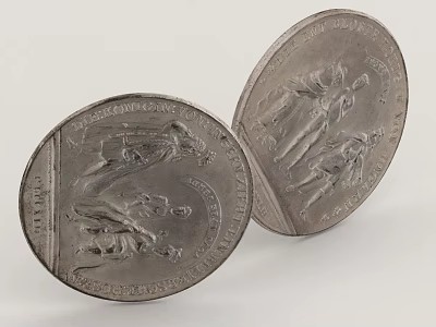 Household Silver Coins with Intricate Engraved Patterns and Detailed Text Designs for Daily Use and Collection 3d model