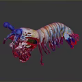 Colorful Aquatic Animal Anatomical Model With Blue Antennae Red Limbs And Multicolored Body