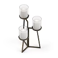 Modern Metal Standing Candle Holder Lamps With Glass Shades And Multiple Candles Design