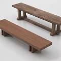 Solid Wood Benches With Natural Grain And Simple Design For Indoor Use 3d model