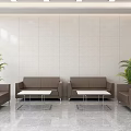 Hospital Outpatient Clinic Waiting Area With Modern Seats Round Tables And Beige Wall Panels