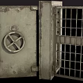 Rusty Open Safe Door Displaying Old Metal Grille And Antique Design