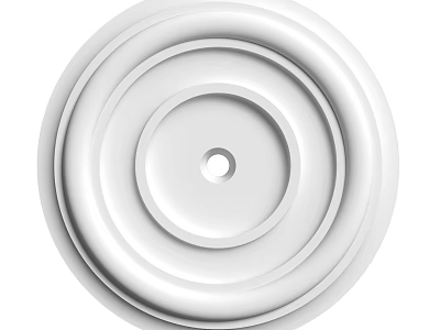 Modern White Round Ceiling Light Plate with Layered Circular Design and Central Mounting Hole 3d model