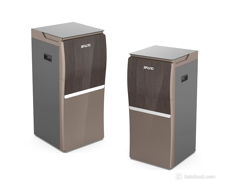 SANYO Modern Refrigerators And Freezers With Brown Gray Wood Grain Design And White Trim 3d model 