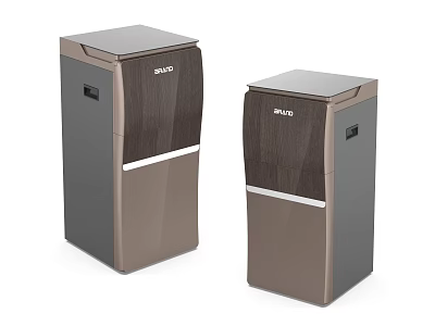 SANYO Modern Refrigerators And Freezers With Brown Gray Wood Grain Design And White Trim 3d model
