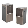 SANYO Modern Refrigerators And Freezers With Brown Gray Wood Grain Design And White Trim