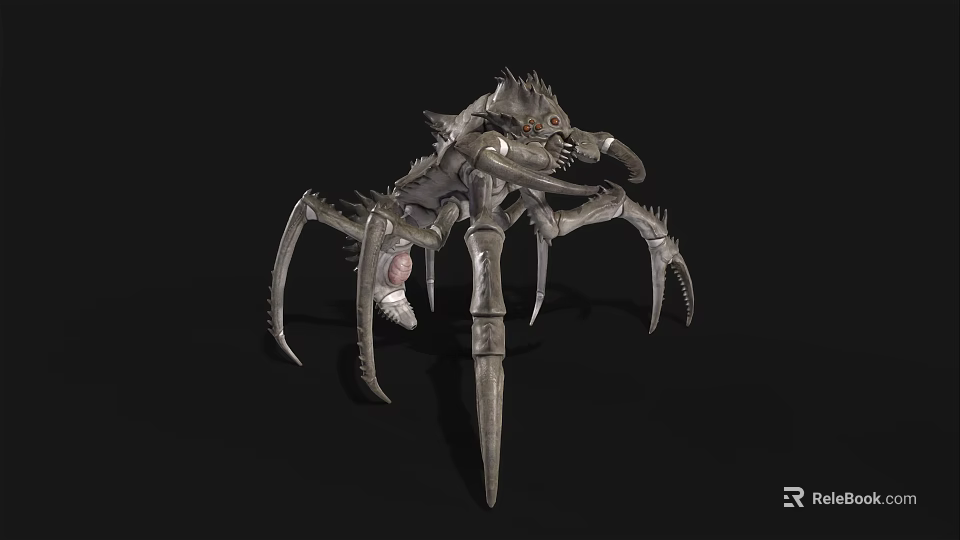 Futuristic Mechanical Spider Sculpture With Sharp Metal Legs And Detailed Design 3d model 