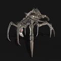 Futuristic Mechanical Spider Sculpture With Sharp Metal Legs And Detailed Design