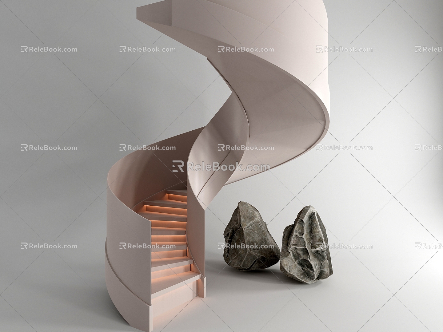 Rotating stair stone ornaments 3d model