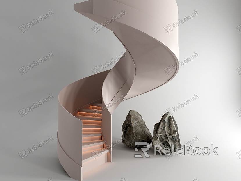 Rotating stair stone ornaments model