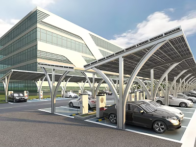 Solar Powered Carport With Charging Stations For Electric Vehicles By Modern Building 3d model
