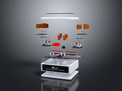 Electronic Appliances Display Model With Orange Modules White Base And Control Panel 3d model