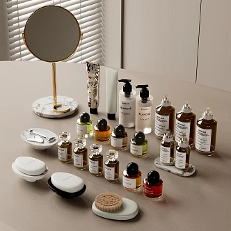 Modern Cosmetics Combination Perfume Washing Supplies Toiletries Mirror Bathroom Supplies 3d model