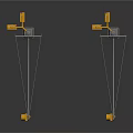 Urban Street Traffic Light Poles With Yellow Signals And Pedestrian Devices