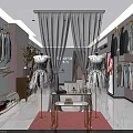 Modern Fashion Clothing Store Interior With Mannequins And Hanging Clothes