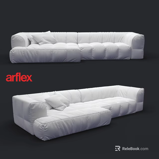 Arflex White Sectional Sofa Modern Comfortable Upholstered Design With Plush Cushions 3d model 