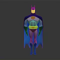 Batman Superhero Character in Blue Gray Costume With Yellow Belt and Blue Cape