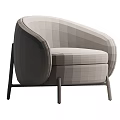 Modern Light Beige Upholstered Single Chair With Curved Backrest And Golden Metal Legs