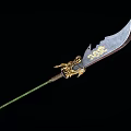 Traditional Weapon With Golden Dragon Ornament Green Handle And Sharp Blade Traditional Design
