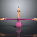 Cartoon 3D Game And Movie Character With Big Eyes Long Arms And Pink Minimalist Design