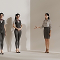 Reception figures, office figures, waiters, beautiful women 3d model