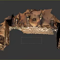Cartoon Scene Of Ancient Rock Carved Temple With Red Sandstone Columns And Archways