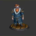 Game and Movie Character With Red Hair Beard Blue Robe Shoulder Armor On Wooden Base