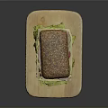 Delicious Multigrain Sandwich with Fresh Lettuce Tomato Ham and Cheese on Wooden Cutting Board