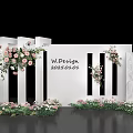 Elegant Floral Installation With White Screen And Pink White Flowers Decor