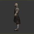 Medieval Fantasy Game Movie Character Wearing Silver Brown Armor And Long Robe