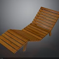 Natural Wood Slatted Lounge Chair With Ergonomic Design For Outdoor Garden Furniture