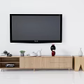 Modern Wooden TV Stand With Drawers Open Shelves And Decorative Items