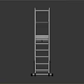 Silver Metal Portable Ladder With Wheels And Foldable Step Design 3d model