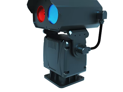 Black Professional Lighting Equipment With Red And Blue Lights And Stable Base Bracket 3d model
