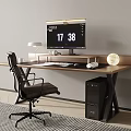 Modern desk and chair desk computer table and chair combination 3d model