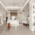Modern Clothing Store Interior With Clothing Racks Sofa Cashier Counter And Lighting