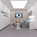 Modern Dental Clinic Interior With Dental Chair Monitor And Workstation White Walls And Ceiling Lights