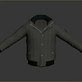 Gray Hooded Jacket With Front Zipper And Side Pockets Design