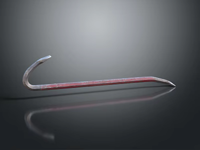 Durable Silver Red Hardware Crowbar Tool With Curved Hook And Pointed End On Black Surface 3d model