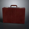 Brown Leather Storage Box Furniture With Handle Stitching And Metal Clasps