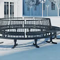 Circular Metal Landscape Seating With Grid Pattern Design For Urban Outdoor Public Park Square 3d model